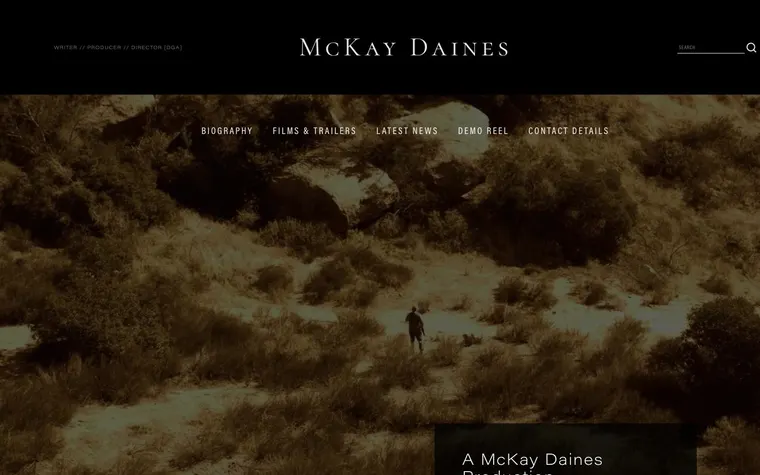 The previous McKay Daines website, with a search box and a sepia hero image.