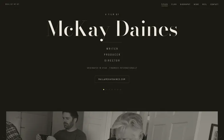 The McKay Daines website as it is now, led by his reels.